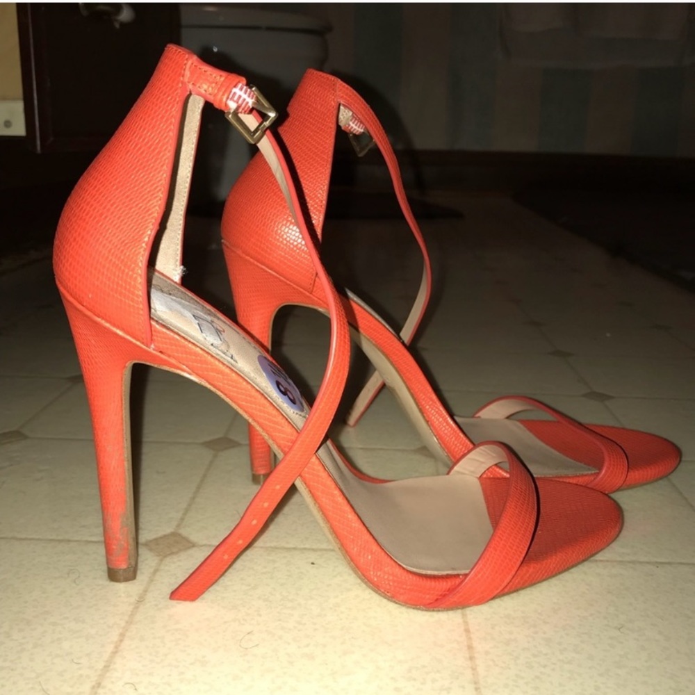 Orange open toe heels